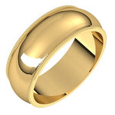 14K Solid Gold Milgrain Wedding Band (3–7 mm)